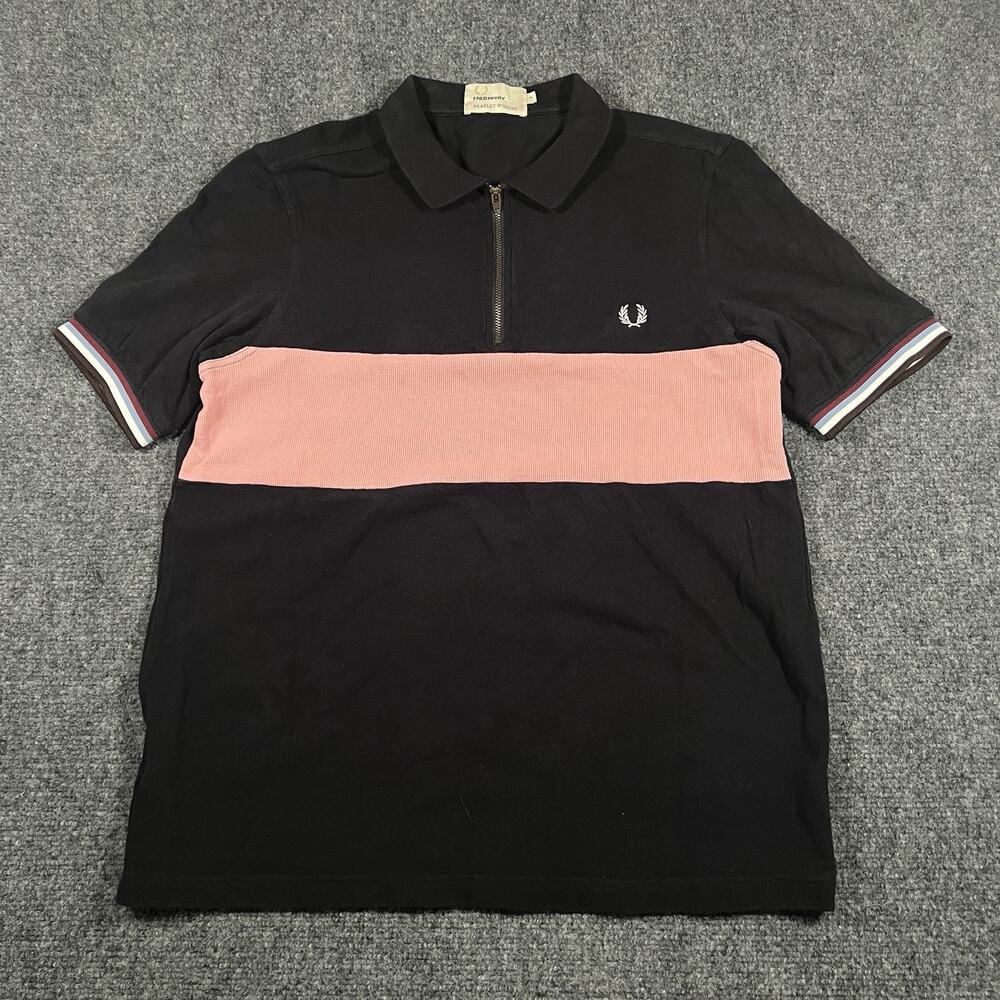 Fred Perry Bradley Wiggins Polo Shirt Men’s Medium Quarter Zip Textured Knit